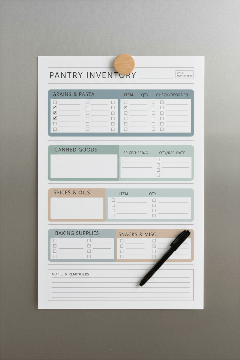 Printable Pantry Inventory Tracker