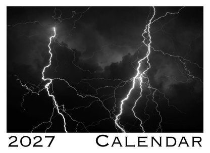 2027 calendar with black and white lightning design