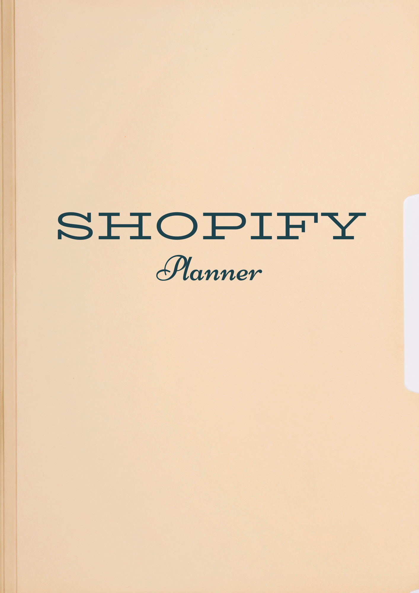 Beige planner with 'Shopify Planner' text on a beige background
