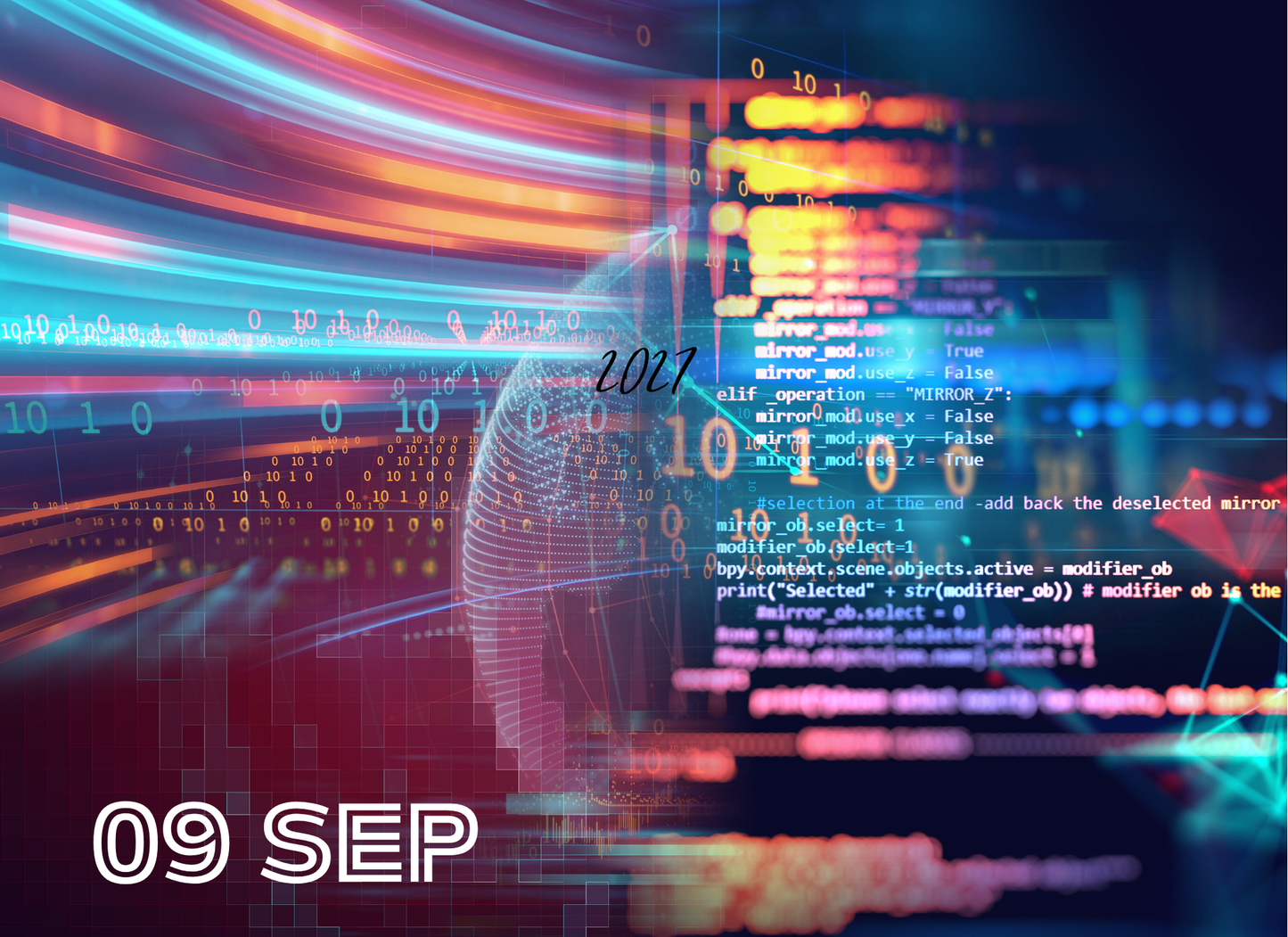 Technological background with code and digital elements, featuring the date '09 SEP' at the bottom.
