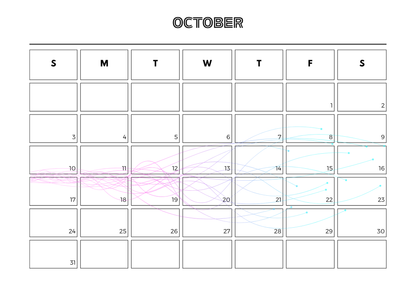 Calendar for October with a white background