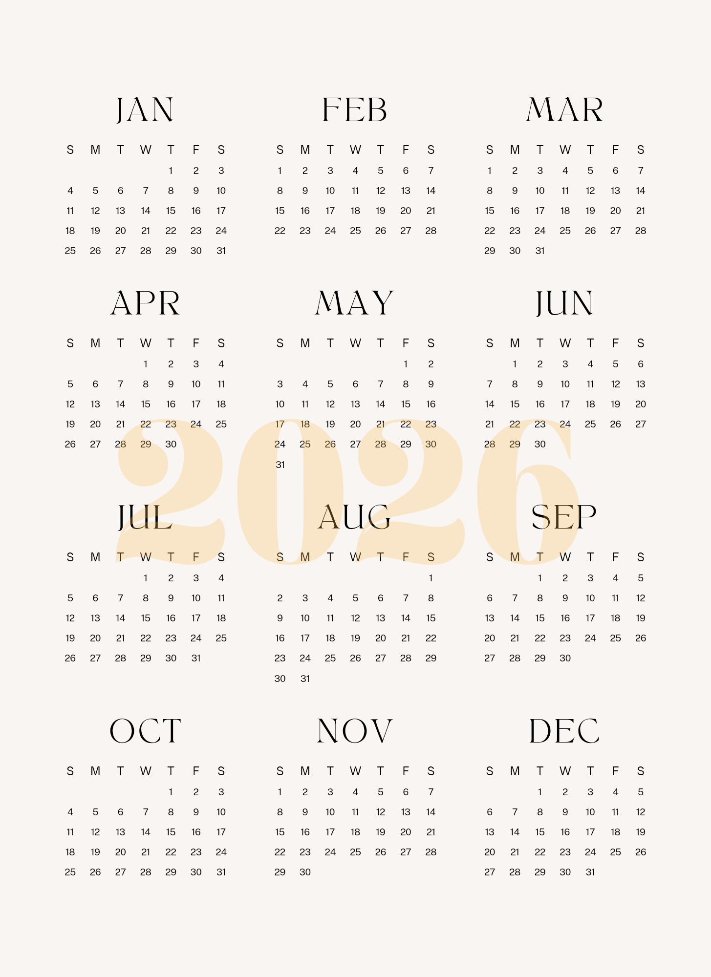 2026 calendar page.