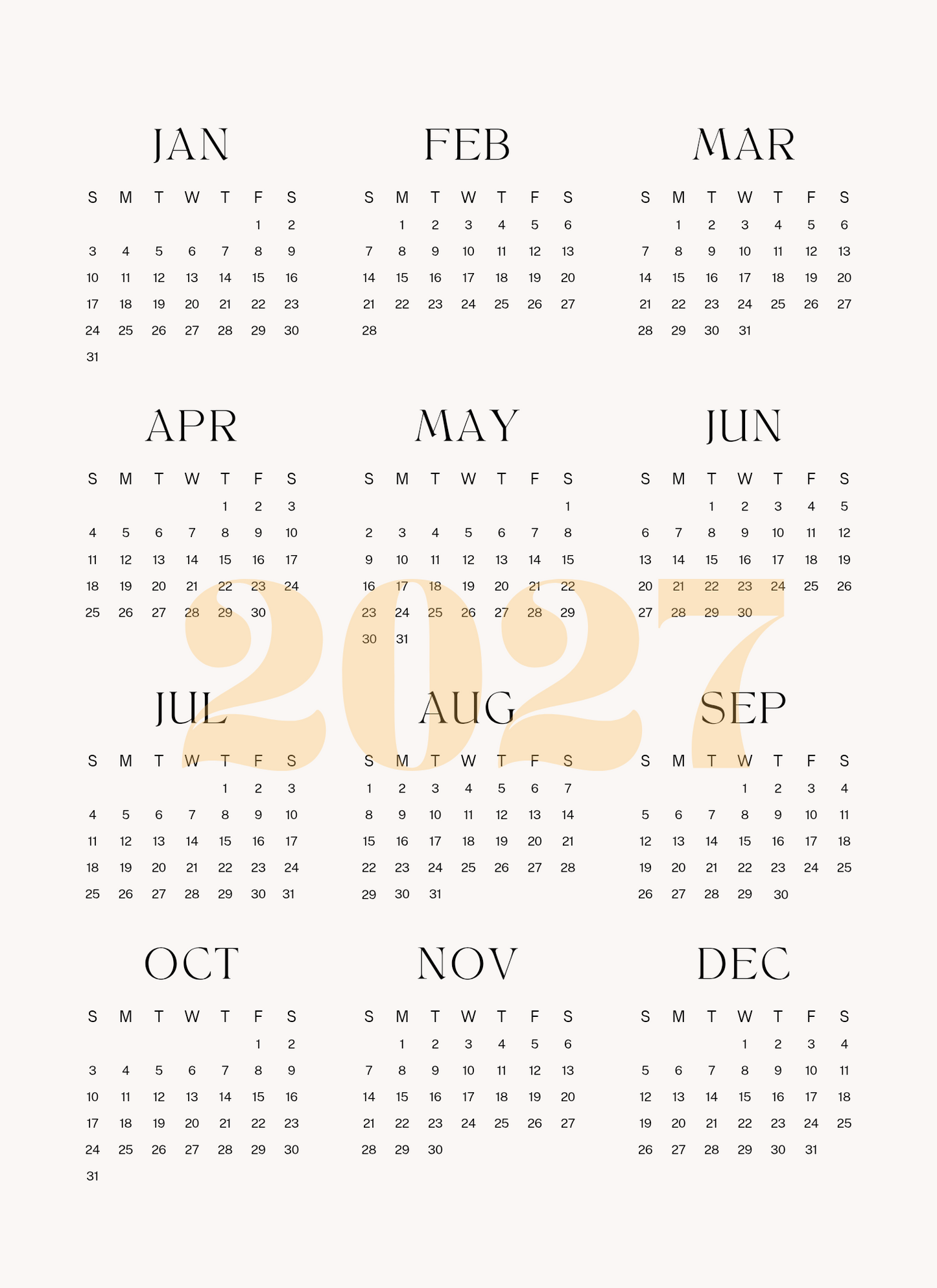 2027 calendar page