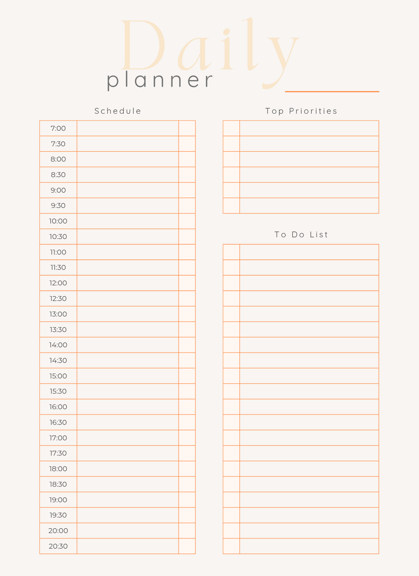 Daily planner page.
