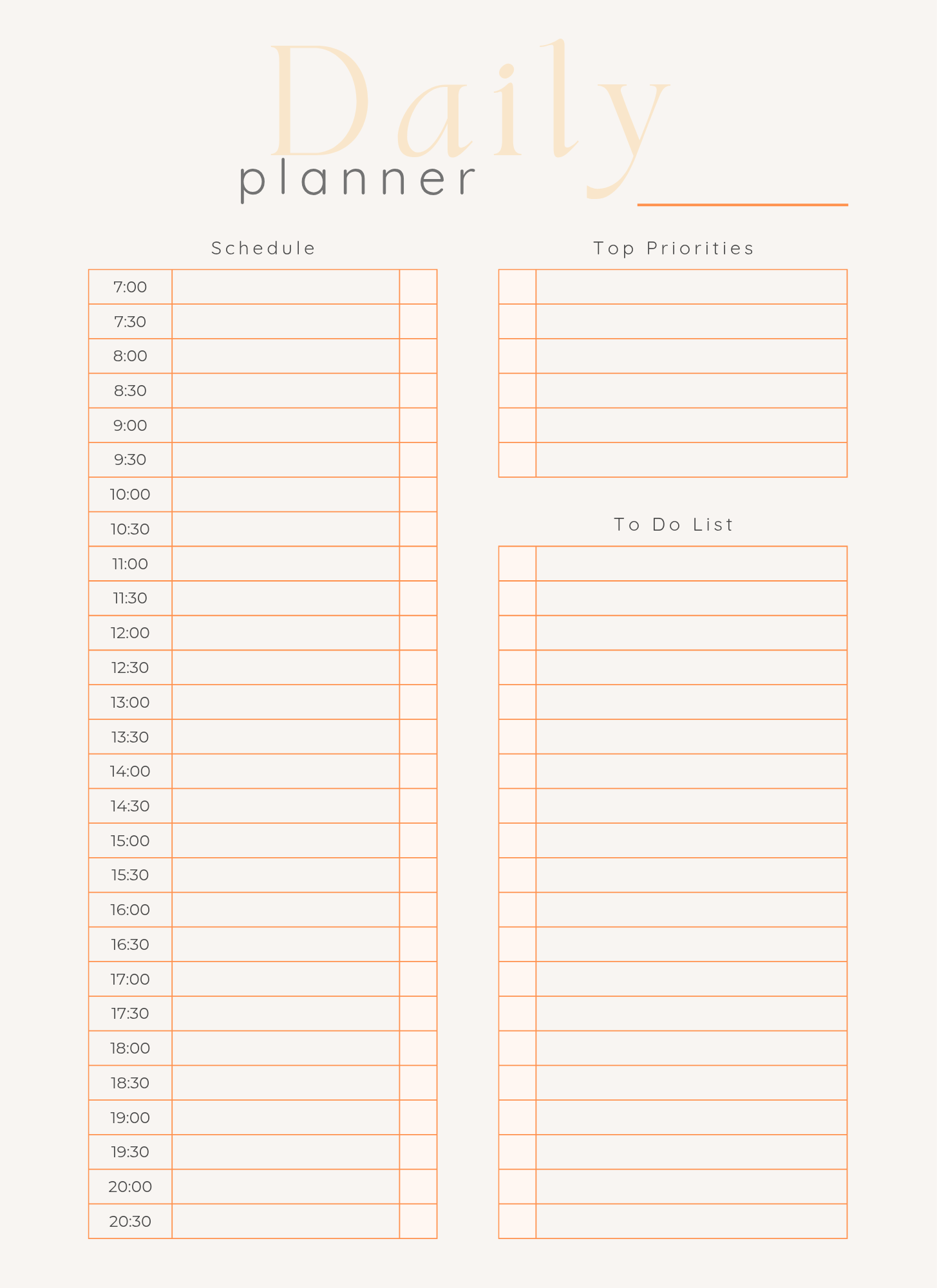 Daily planner page.