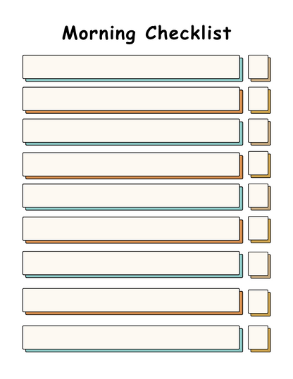 Morning Checklist template with checkboxes for daily activities