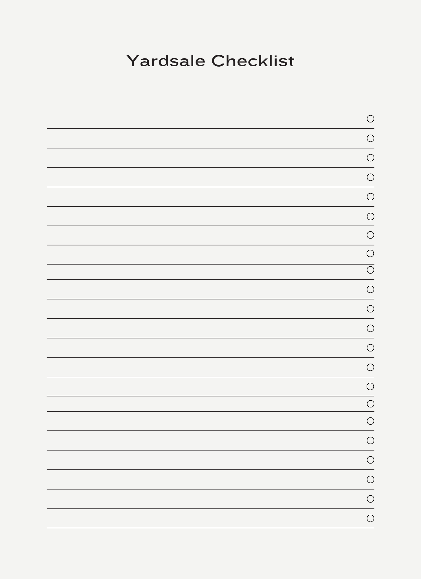 Yardsale checklist 