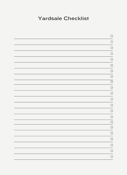 Yardsale checklist 
