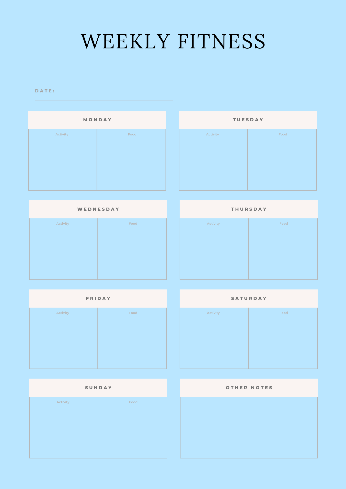 Digital Fitness Planner