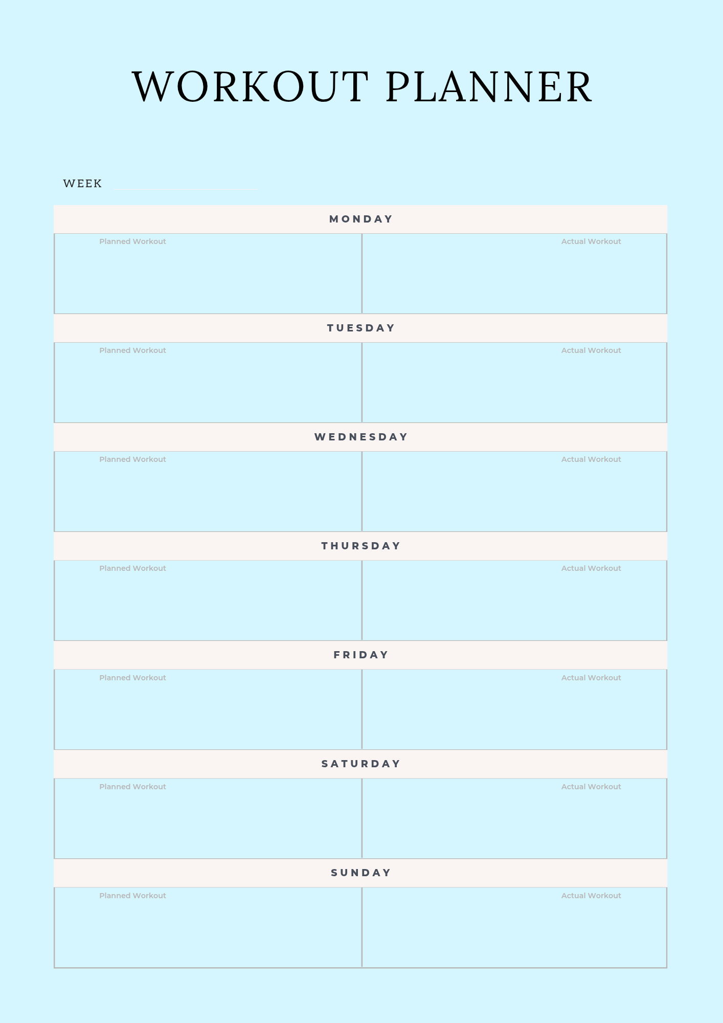 Digital Fitness Planner