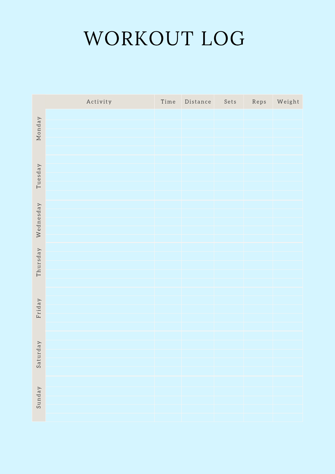 Digital Fitness Planner