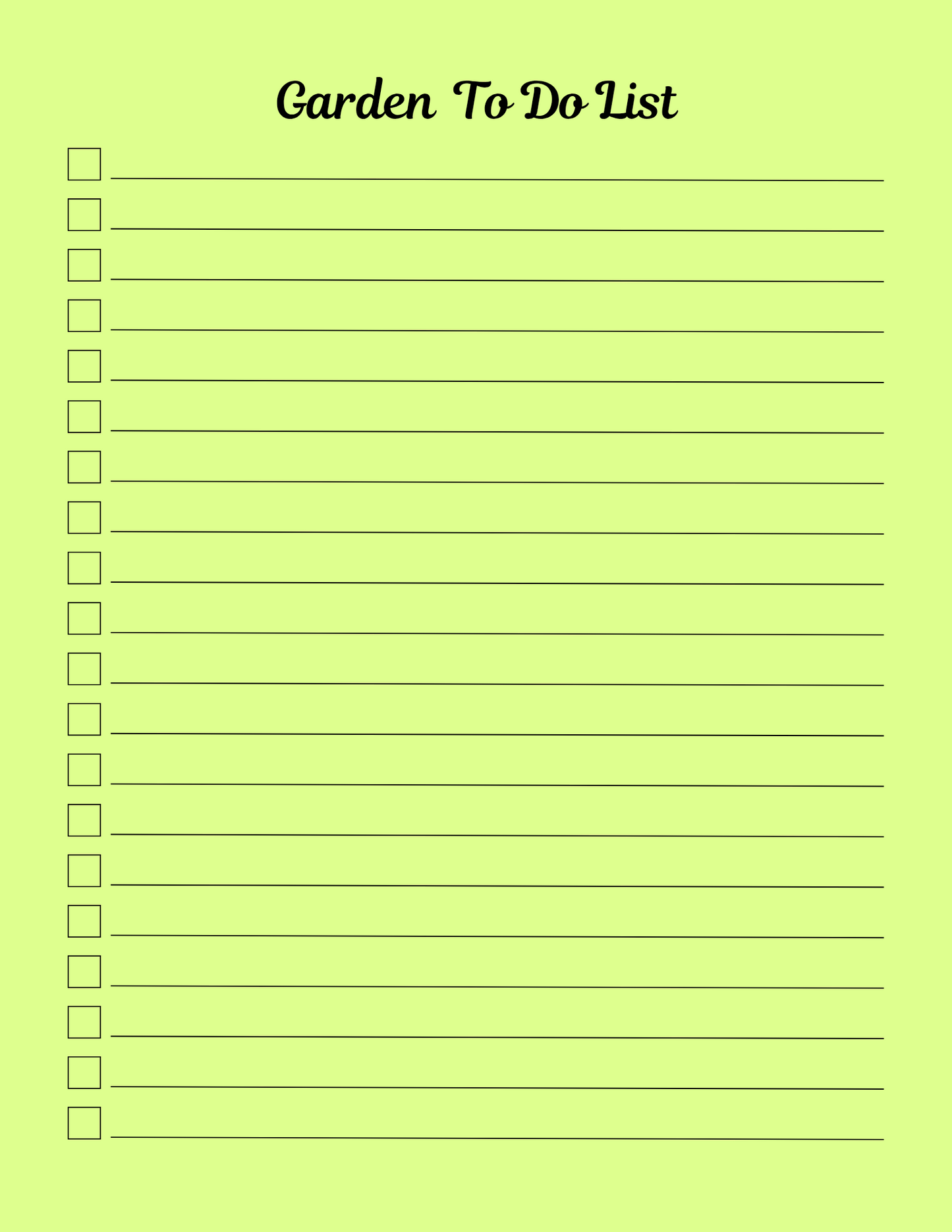 Garden to-do list on a green background
