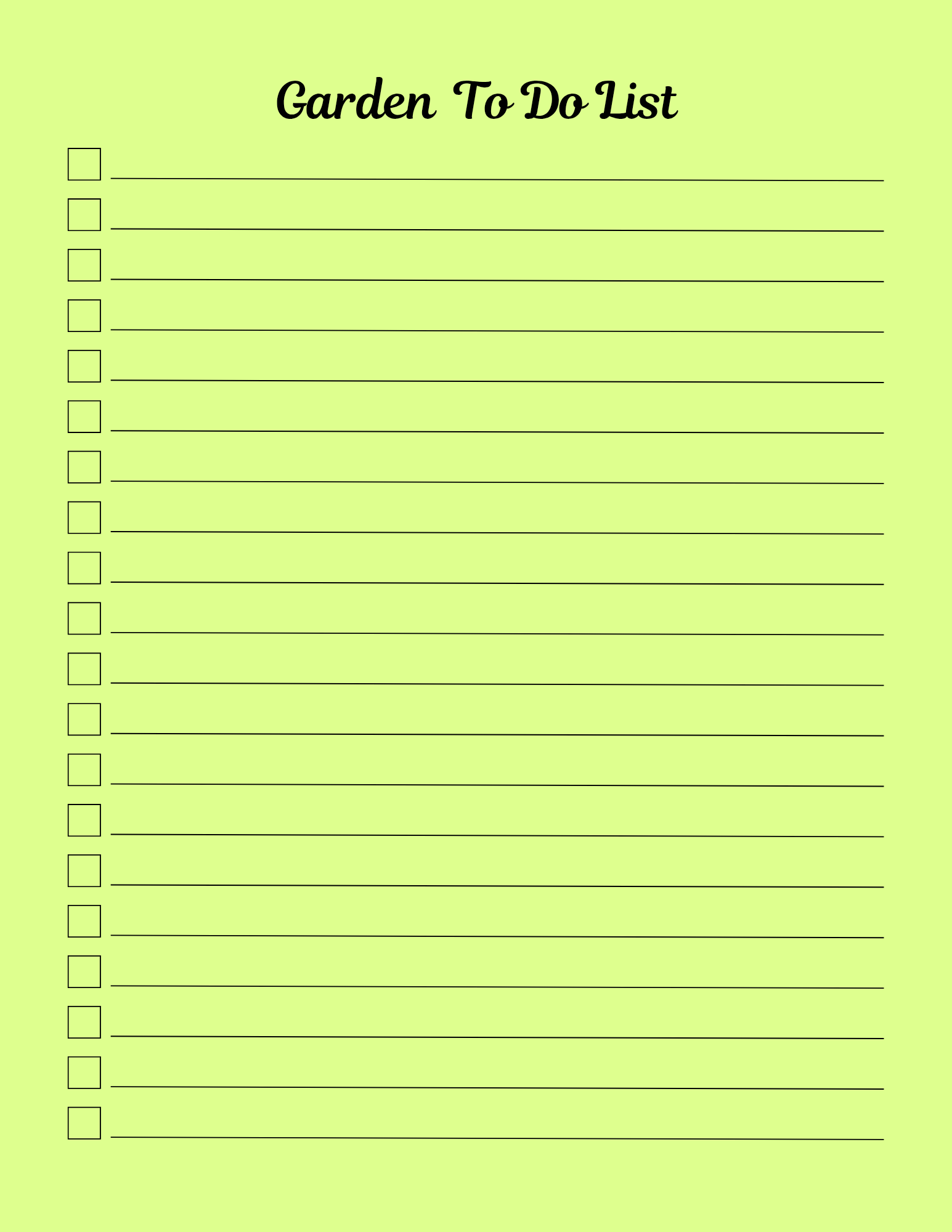 Garden to-do list on a green background