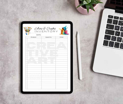 Inventory Sheet for Arts & Crafts Supplies