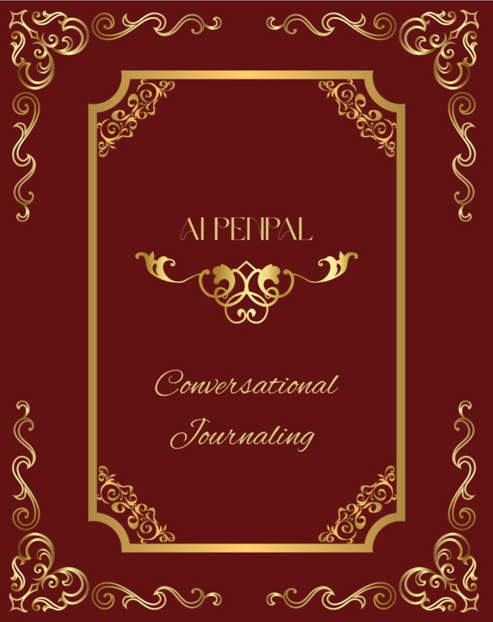 Decorative journal cover with gold text and intricate designs on a red background